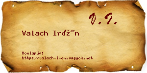 Valach Irén névjegykártya